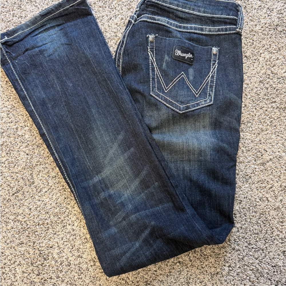 Wrangler Retro Women's Dark Blue Jeans Sadie Bootcut 5/6 X 34 Low Rise